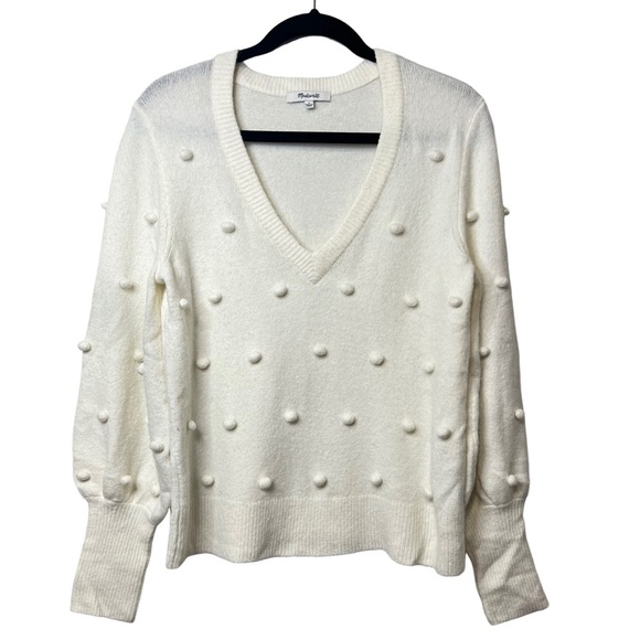 Madewell Bobble V Neck Polka Dot Sweater - Picture 3 of 6
